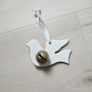New England Bells | White Dove 🕊 Bird w/ Gold Bell Ornament